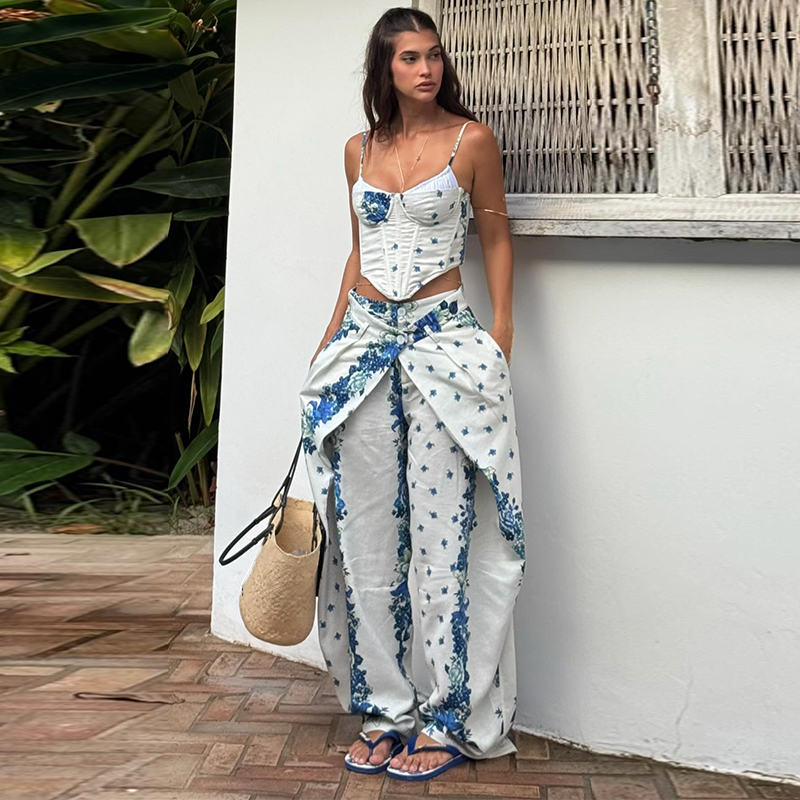 Sexy Printed Vest Trouser Wome - Romper Floral Print ulasan dan harga