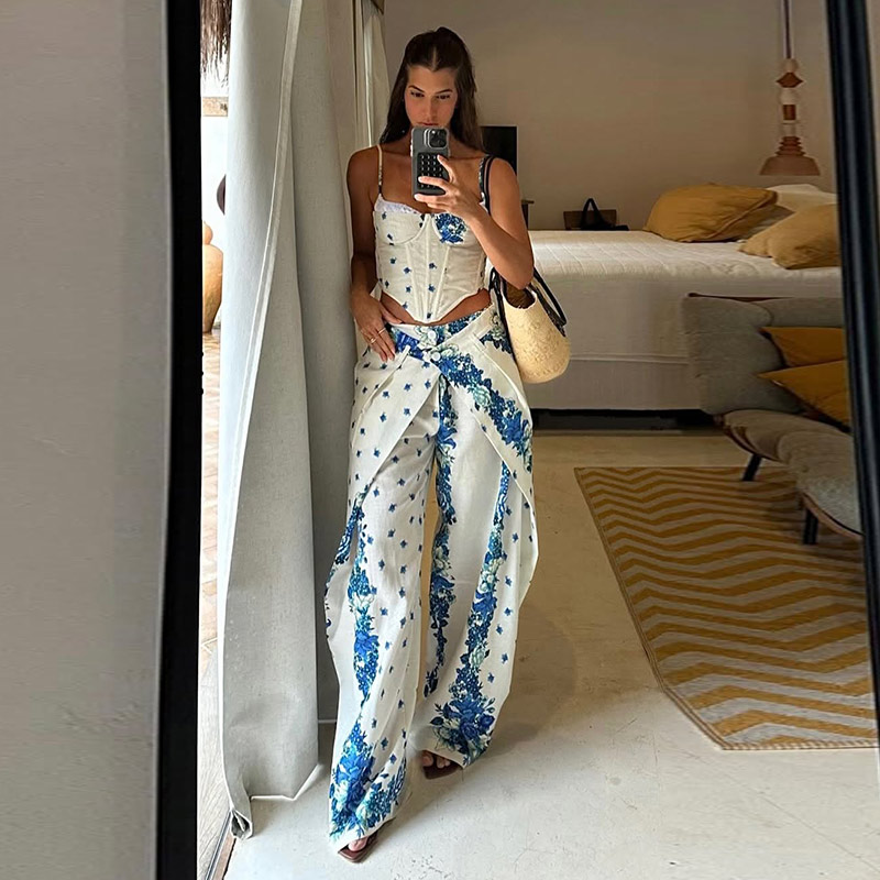 Sexy Printed Vest Trouser Wome - Romper Floral Print ulasan dan harga