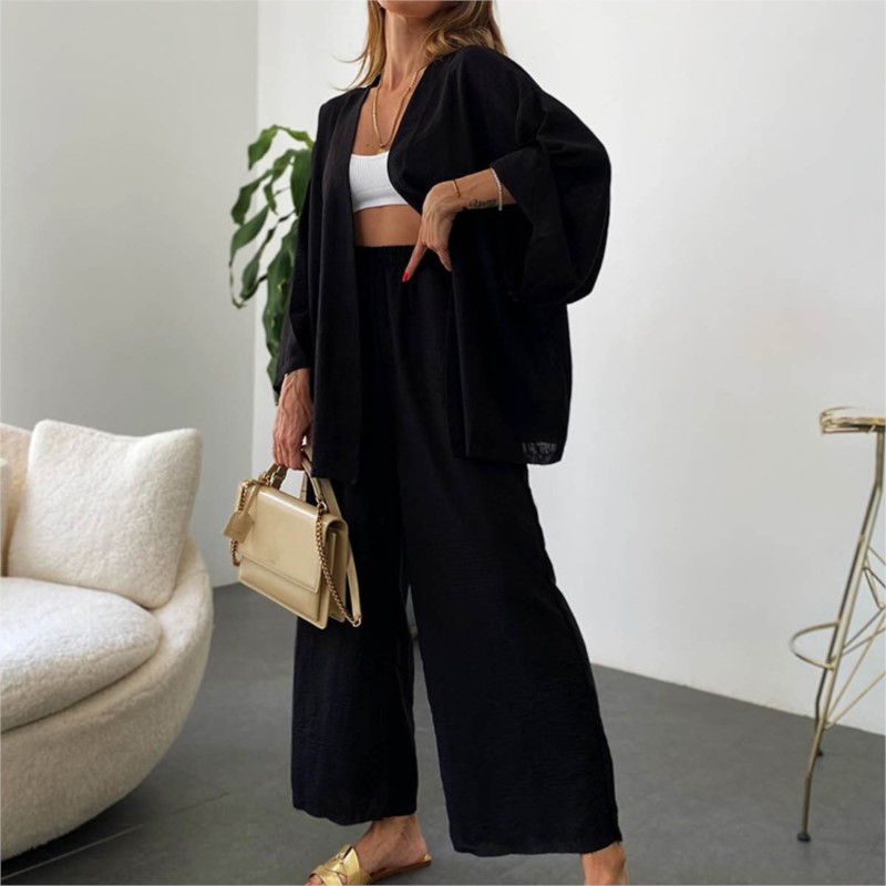 Women's Linen Trouser Suit Wit - Linen Pant Wide ulasan dan harga