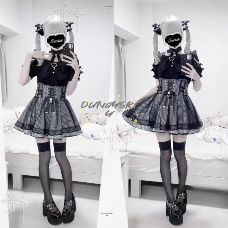 Japanese Style Y2K Gothic Loli - Blouse Off Shoulder ulasan dan harga