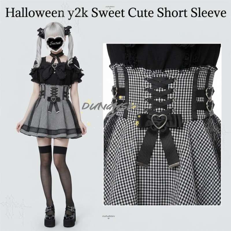 Japanese Style Y2K Gothic Loli - Blouse Off Shoulder ulasan dan harga