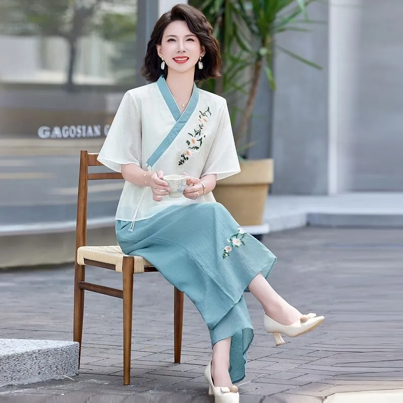 Womens New Chinese Style Linen - Linen Pant Wide ulasan dan harga