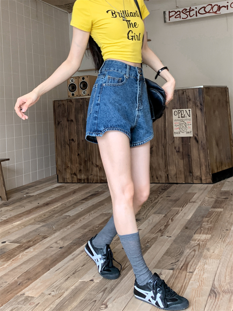 Blue denim shorts for women su - Shorts Denim Frayed ulasan dan harga