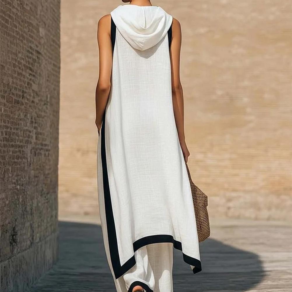 Women Color Block Cotton Linen - Linen Pant Wide ulasan dan harga