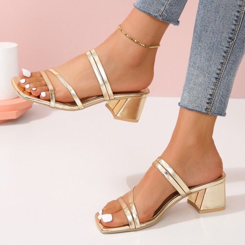 Women's Mules Open Square Toe  - Sandal Strappy Heeled ulasan dan harga
