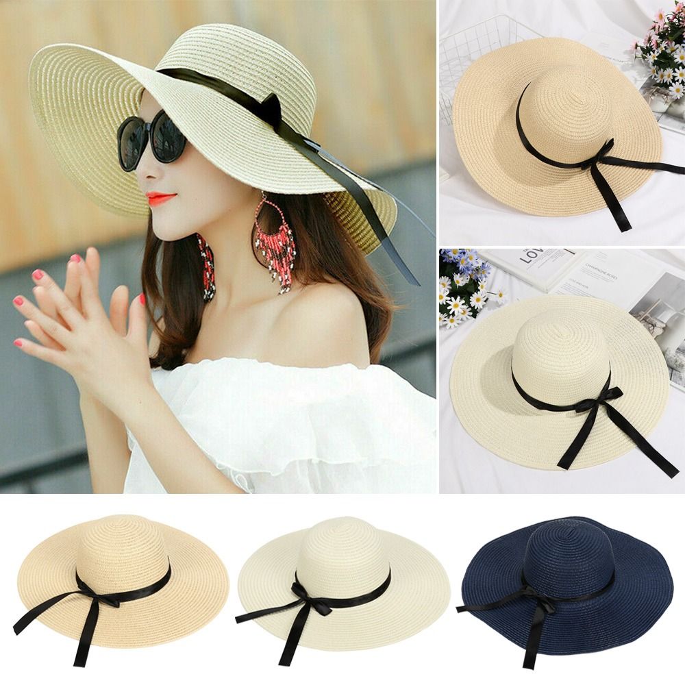 Women Floppy Straw Big Wide Br - Hat Floppy Wide ulasan dan harga
