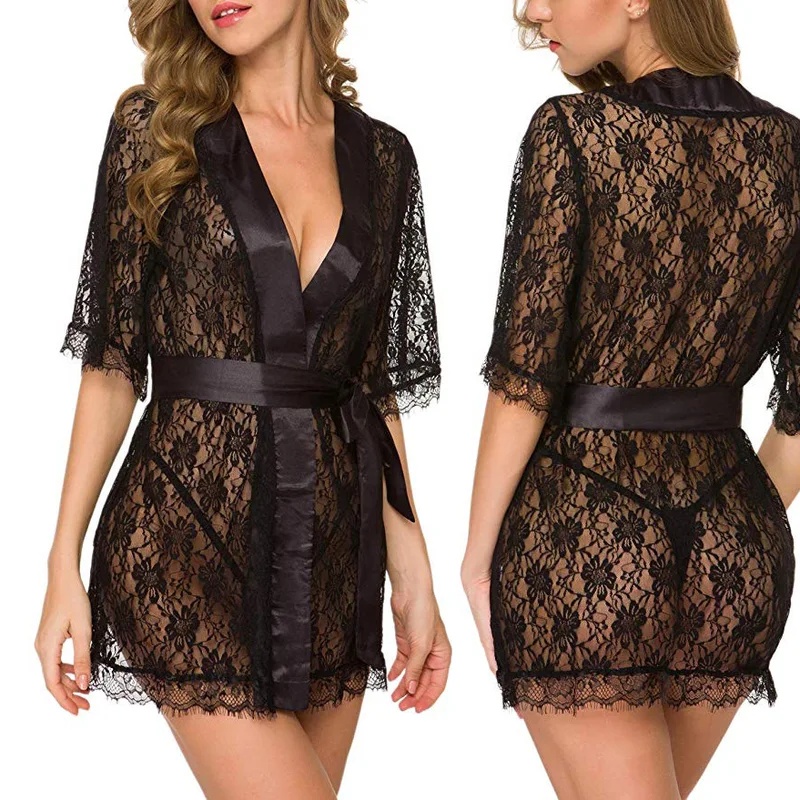 Nolia Floral Lace V-Neck Linge - Kimono Sheer Floral ulasan dan harga