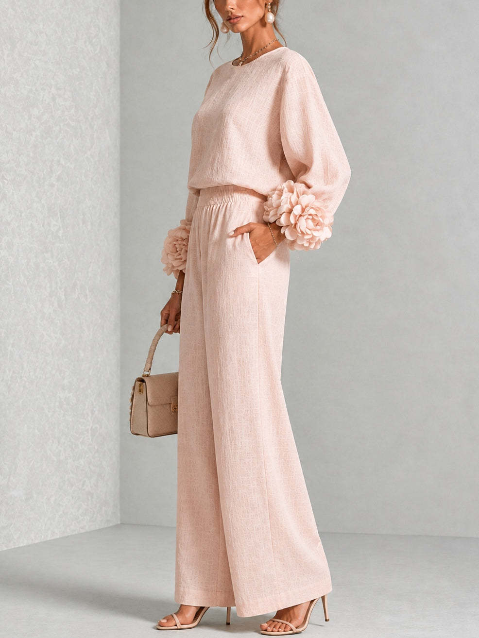 Women 2 Piece Linen Outfit O N - Linen Pant Wide ulasan dan harga
