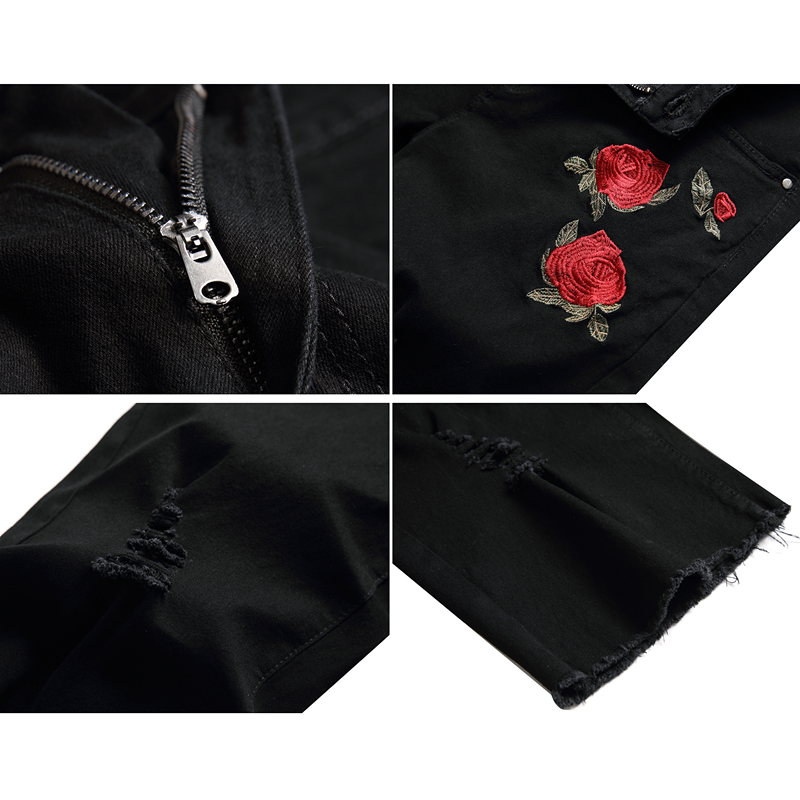 2026 Summer Men's Red Rose Emb - Shorts Denim Frayed ulasan dan harga